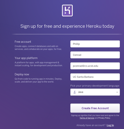 Heroku Signup